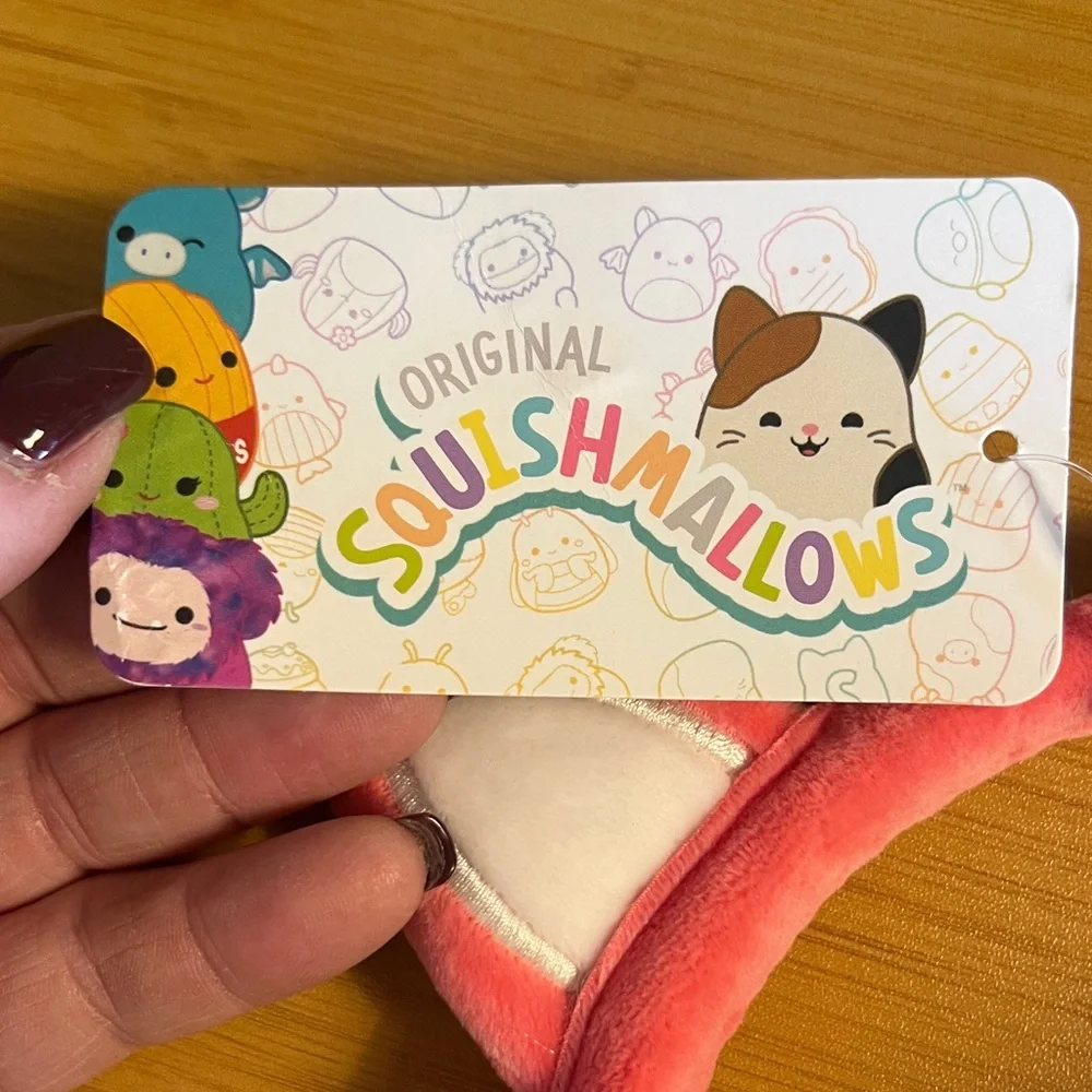 NWT Squishmallows Pink Fox plush beanie, hat, glove, and mittens set small